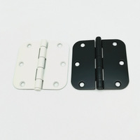 Charnière d'angle ronde de style américain charnière en fer plat en plastique noir mat Charnière de fenêtre ronde de 3.5 pouces