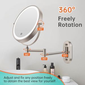 Espejo Redondo de Pared Metálico Giratorio de Doble Cara de 8 Pulgadas con Aumento de 1x/10x, Personalizado, para Cosméticos - Product Image 2