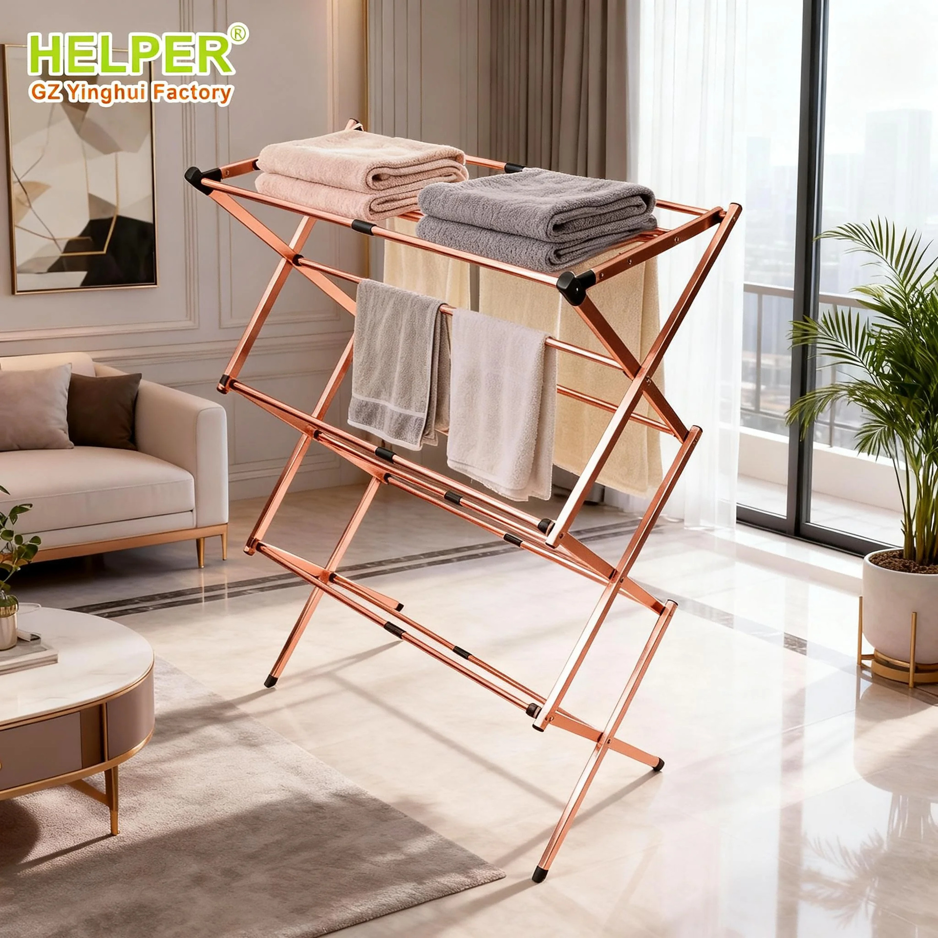 [Aluminum Alloy] Rose Gold [Extendable] 48-73*42*104cm
