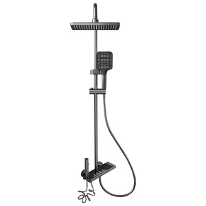 Aluminum Alloy Shower Set Rectangle Top Spray Dual Control Thermostatic Bath Hardware - Product Image 1