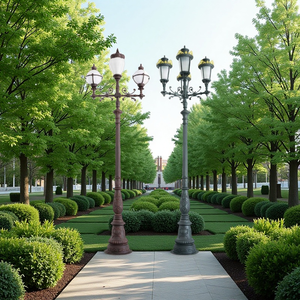 Poste <span class=keywords><strong>de</strong></span> lámpara <span class=keywords><strong>de</strong></span> carretera para exteriores con paisaje <span class=keywords><strong>de</strong></span> estilo europeo <span class=keywords><strong>de</strong></span> 2 cabezas, luces Led IP55, Control remoto impermeable, alimentación <span class=keywords><strong>de</strong></span> CA para decoración <span class=keywords><strong>de</strong></span> jardín - Product Image 2