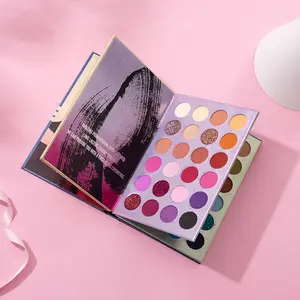 Paleta de sombras de ojos con forma de libro de página abatible multicolor mate de 72 colores con logotipo personalizado 3 en 1