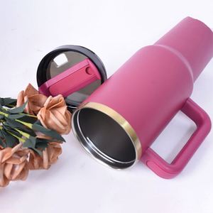 Custom 40 oz H2.0 Double Wall Stainless Steel Vacuum <b>Metal</b> Cup Travel Coffee Mug 40oz Tumbler With Handle and <b>Straw</b> - Product Image 2