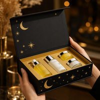 Boîtes d'emballage cosmétiques personnalisées de luxe en noir mat avec estampage doré, boîte cadeau rigide en papier magnétique pour ensemble de soins de la peau et de beauté