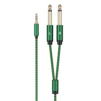 Cable de Audio de 3.5mm a Doble 6.35mm, Divisor 1 a 2 para Teléfono, Mezclador, Cable de Conexión para Laptop