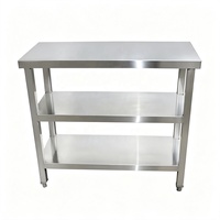 Table de travail commerciale en acier inoxydable à 2 ou 3 niveaux avec étagère latérale, plan de travail de cuisine pour restaurant, hôtel, salon