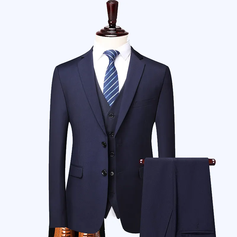 Vestido de casamento homem grande, blazer + calças + colete, estilo britânico, três peças, terno de casamento