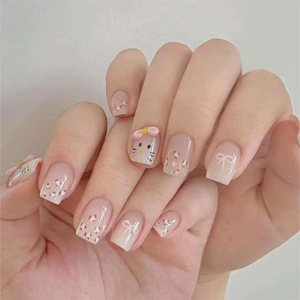 2025 24 Uds. Venta al por mayor Press on Nails Prep Kit vendedor lujo 3D flor Ombre Pink <span class=keywords><strong>uñas</strong></span> postizas belleza Natural <span class=keywords><strong>uñas</strong></span> postizas para mujeres - Product Image 2