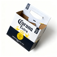Vente en gros de porte-bouteilles en carton rigide personnalisé avec logo, pour 6 bouteilles de vin ou de bière, poignée portable, emballage ondulé UV, 6 bouteilles de boissons énergisantes