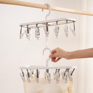 Colgador de secado de calcetines con múltiples clips, organizador de ropa tipo gancho rectangular para secar ropa interior de bebé en el hogar - Product Image 4