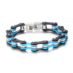Pulsera de Cadena Estilo Punk, Azul y Negro, Aleación con Cristales y Diamantes de Imitación, Unisex, Regalo, Joyería - Product Image 1