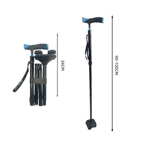 Canne télescopique en alliage d'aluminium avec poignée courbée, bâton de marche réglable et portable pour personnes âgées, randonnée, trekking, caoutchouc antidérapant - Product Image 4