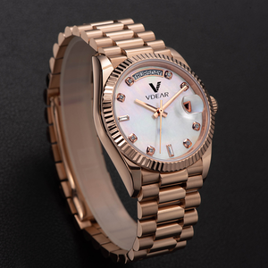 Business 3atm impermeable Color oro rosa caja diamante escala <span class=keywords><strong>semana</strong></span> fecha personalizable hombre reloj Shell Dial 36 Mm relojes de cuarzo - Product Image 3