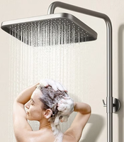 Ensemble de douche numérique en alliage de zinc et cuivre, 4 fonctions, pommeau de douche pluie, système de douche de salle de bain avec affichage de la température