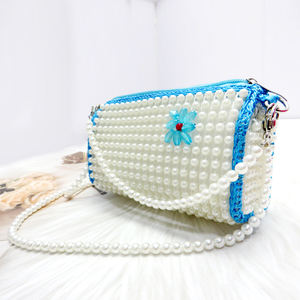 Sac bandoulière fait main en perles pour femme, sac à main tissé floral avec perles, pochette légère en polyester pour usage quotidien - Product Image 4