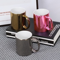 Mug en céramique électro-plaqué avec logo imprimé, design minimaliste moderne, or argent, cadeau créatif élégant, tasse respectueuse de l'environnement