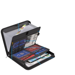 Sac ignifuge en tissu composite silicone imperméable avec fermeture éclair, dossier de rangement multifonctionnel noir 36x26x50M, cadeau d'affaires - Product Image 1