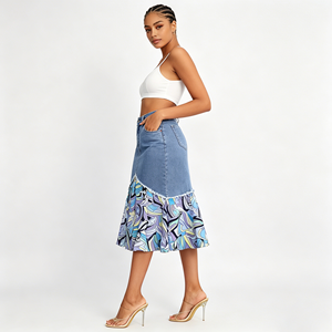 <span class=keywords><strong>Jupe</strong></span> sirène en jean bleu clair taille haute 2026 pour femme, <span class=keywords><strong>jupe</strong></span> <span class=keywords><strong>longue</strong></span> en jean patchwork à imprimé graphique, <span class=keywords><strong>jupe</strong></span> moulante en jean queue de poisson - Product Image 6
