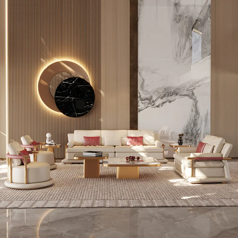 Modulares Sofa Schnitts ofa aus echtem Leder Foshan Wohn möbel