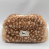 Pochette de maquillage en velours vintage motif cerf Sika, grande capacité, écologique, pliable, idéale pour les voyages et l'extérieur