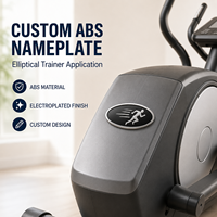 Plaque signalétique elliptique personnalisée en ABS avec logo en relief 3D effet métal chromé pour la décoration de la marque d'équipements de gym