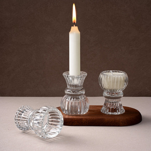 투명한 원형 유리 캔들 홀더 2-in-1 빈 캔들 용기 웨딩 장식용 유니크 제품 도매 - Product Image 6