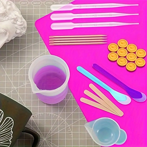 Kit de moules en silicone de 49 pièces pour la décoration de la maison, y compris un ensemble de tasses à mesurer et de compte-gouttes en résine époxy, modèle de motif - Product Image 5
