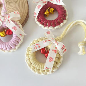 Pace gioia albero di natale corona ciondolo portachiavi in tessuto artigianato arco finestra regalo per la decorazione di auto - Product Image 4