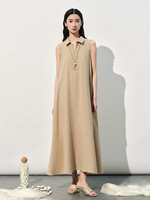 Robe d'été 2026 JINFENGYUAN 862536 en soie de mûrier de haute qualité, nouvelle collection, col en V, sans manches, couleur unie, élégante pour femme