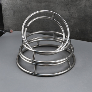 Stainless Steel Pot <b>Rack</b> Double Layer Round <b>Kitchen</b> Storage Organizer For Wok Tableware Heat Insulation Mats - Product Image 2