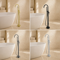 Robinet de baignoire autoportant moderne pour hôtel et villa, mitigeur de bain à poser au sol avec douchette à jet de massage en céramique
