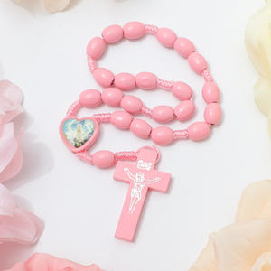 Vente en gros de bracelets de prière musulmans islamiques en perles de bois unisexes, chapelet noué avec croix Jésus, bijoux religieux - Product Image 5