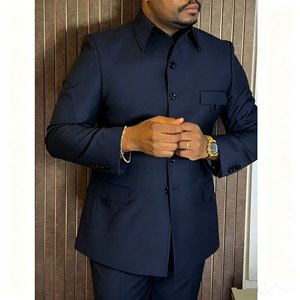 Completo da <span class=keywords><strong>Uomo</strong></span> Grigio Scuro Safari per Affari, Elegante <span class=keywords><strong>Blazer</strong></span> Monopetto a 2 Pezzi con Giacca e Pantaloni, Lunghezza Regolare - Product Image 5
