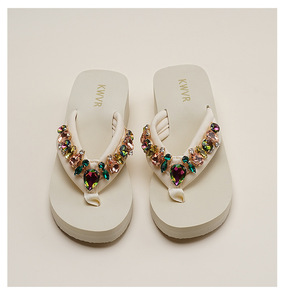 Sandalias de Plataforma con Pedrería para Mujer, Estilo Verano, Nuevas, con Tacón de Cuña, Antideslizantes, para Playa - Product Image 6