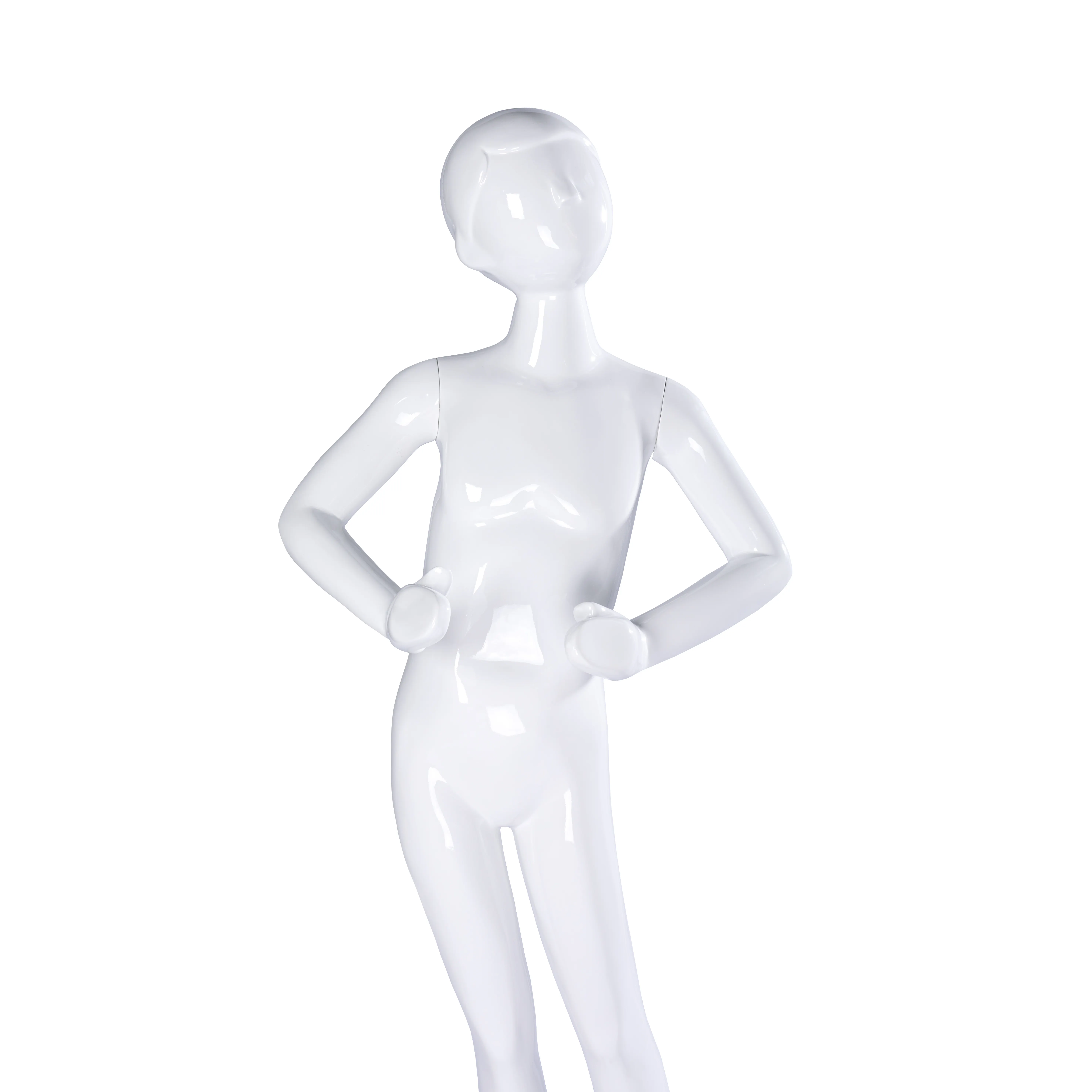 Sợi thủy tinh cậu bé đầy đủ cơ thể giả bóng trắng trừu tượng mannequin với đứng đầu