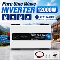 Convertisseur d'énergie solaire à onde sinusoïdale pure 12000W DC12V/24V/48V/72V vers AC110V/220V, convertisseur DC-AC pour maison, camping-car, hors réseau