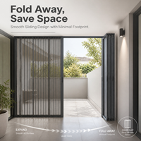 Moustiquaire de porte pliante en acier inoxydable sur mesure, en maille diamantée, rétractable, pour portes pliantes de patio d'hôtel