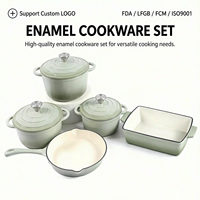 Ensemble de 5 casseroles en fonte, résistantes au four, avec poêle à frire, compatible induction et gaz, pour cuisine domestique
