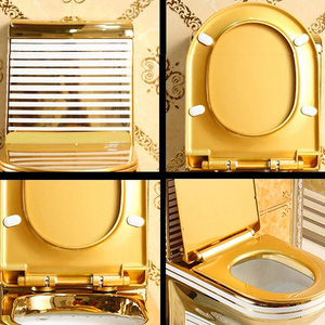 Thiết kế cổ điển mạ Vàng phòng tắm vệ sinh tầng gắn một mảnh sang trọng gốm màu vàng WC nhà vệ sinh comode - Product Image 6