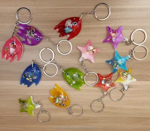 Seaside tourist attractions crystal keyring/ creative new marine amber keychain star shape with sea snail souvenir keychain