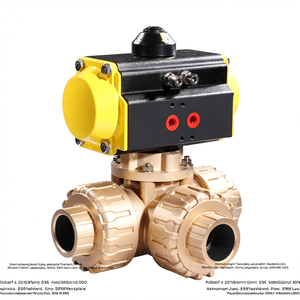 COVNA 40mm 3 Way Pneumatic Actuator PVC Ball <b>Valve</b> Double Union Air Control Ball <b>Valve</b> - Product Image 3