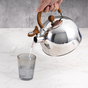Bouilloire en acier inoxydable avec poignée imitation <span class=keywords><strong>bois</strong></span>, sifflet sonore pour ébullition rapide de l'eau et du café, ustensile de cuisine domestique - Product Image 6