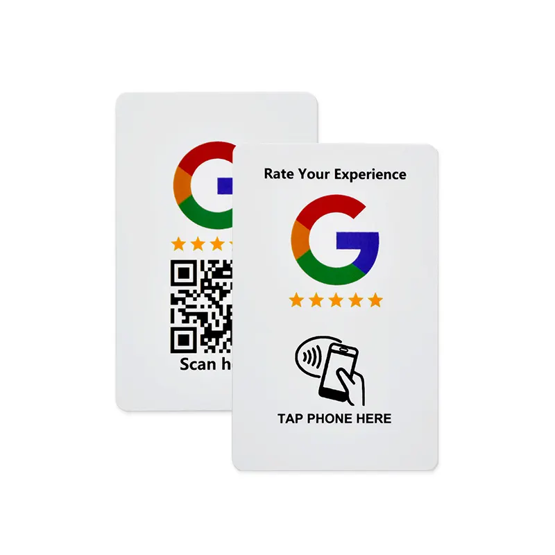 Impresión personalizada NTAG213 Google NFC y tarjetas de código QR 13,56 MHz NFC QR TARJETA DE Google NFC tarjeta QR