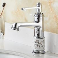 Robinet de salle de bain en laiton antique européen classique de luxe avec mélangeur d'eau chaude/froide à débit contrôlé et noyau de valve en céramique