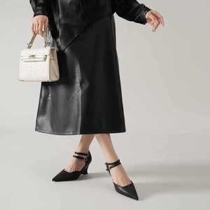 Sandales compensées à bout pointu avec doublure en PU et fermeture à boucle, confortables pour femme 7000A - Product Image 4