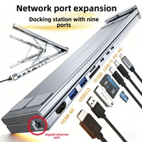 Station d'accueil pour ordinateur portable Psogn, nouveau type C, en alliage d'aluminium, support pour téléphone portable, tablette, universel, 4K USB 8 ports, en stock