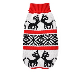 Pull en tricot pour animaux de compagnie de Noël, flocon de neige rouge, renne, col roulé sans manches, vêtements chauds de Noël pour petits chiens et chats, jacquard personnalisé - Product Image 5