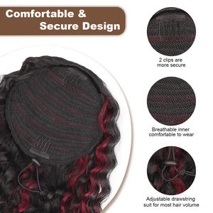 Extensiones de cola de caballo ondulada Natural sintética Extensiones de cabello de cola de caballo con cordón de onda profunda de 10 pulgadas - Product Image 3