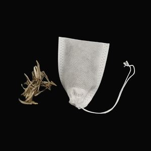 Sachets de thé vides jetables non blanchis en tissu non tissé de qualité alimentaire avec cordon de serrage pour thé en vrac - Product Image 3