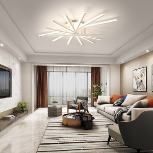 Lámpara de araña negra creativa moderna, línea giratoria, arte minimalista, lámparas de techo ultrafinas - Product Image 6